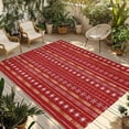 thumbnail image 1 of Fsddascl Red Christmas Outdoor Rug for Patio/Deck, Non-Slip Large Area Rug 5 x 8 Ft, White Winter Snowflake Yellow Geometric Abstract Indoor Outdoor Rugs Washable Area Rugs, Camping Rug Carpet, 1 of 5