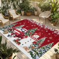 thumbnail image 1 of Fsddascl Red Christmas Outdoor Rug for Patio/Deck/Porch, Non-Slip Large Area Rug 6 x 9 Ft, Xmas Snowman Truck Tree Balls Indoor Outdoor Rugs Washable Area Rugs, Reversible Camping Rug Carpet Runner, 1 of 5