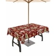 thumbnail image 1 of Fsddascl Red Christmas Outdoor Tablecloth - 54x80 Inch Rectangle Dining Table Cover, Elk Xmas Tree Wreath Balls Bell Waterproof Outdoor Table Cloth with Umbrella Hole & Zipper for Picnic/Patio/Party, 1 of 7