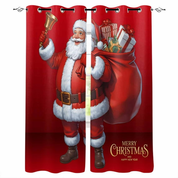 Fsddascl Red Christmas Santa Blackout Curtains for Bedroom/Living Room, Thermal Insulated Kitchen Curtains, Xmas Santa Claus Winter Holiday Gifts Grommet Darkening Window Treatment Drapes 52"x63"x2