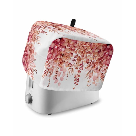 Fsddascl Red Eucalyptus Leaves Toaster Cover 4 Slice, Large Kitchen Appliance Covers, Spring Floral Summer Botanical Toaster Oven Cover with Loop, Bread Machine Cover Polyester Dust Cover Protection