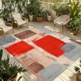 thumbnail image 1 of Fsddascl Red Ombre Outdoor Rug for Patio/Deck/Porch, Non-Slip Large Area Rug 5 x 8 Ft, Farmhouse Contemporary Abstract Checked Indoor Outdoor Rugs Washable Area Rugs, Reversible Camping Rug Carpet, 1 of 5