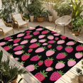thumbnail image 1 of Fsddascl Red Pink Strawberry Outdoor Rug for Patio/Deck/Porch, Non-Slip Large Area Rug 4 x 6 Ft, Black Lovely Summer Spring Fruit Indoor Outdoor Rugs Washable Area Rugs, Camping Rug Carpet, 1 of 5