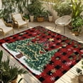thumbnail image 1 of Fsddascl Red Plaid Christmas Tree Outdoor Rug for Patio/Deck/Porch, Non-Slip Large Area Rug 4 x 6 Ft, Xmas Tree Snowflake Balls Botanical Indoor Outdoor Rugs Washable Area Rugs, Camping Rug Carpet, 1 of 5