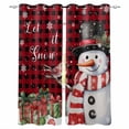 thumbnail image 1 of Fsddascl Red Plaid Snowman Christmas Blackout Curtains for Bedroom/Living Room, Thermal Insulated Kitchen Curtains, Winter Snowflake Xmas Gifts Grommet Darkening Window Treatment Drapes 27.5"x39"x2, 1 of 6