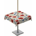 thumbnail image 1 of Fsddascl Red Poppy Flower Outdoor Tablecloth - 54x54 Inch Square Dining Table Cover, Blue Daisy Floral Patriotic 4th of July Waterproof Outdoor Table Cloth with Umbrella Hole & Zipper for Patio, 1 of 7