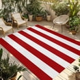 thumbnail image 1 of Fsddascl Red Stripes Outdoor Rug for Patio/Deck/Porch, Non-Slip Large Area Rug 5 x 8 Ft, Simple Red White Texture Indoor Outdoor Rugs Washable Area Rugs, Reversible Camping Rug Carpet Runner, 1 of 5