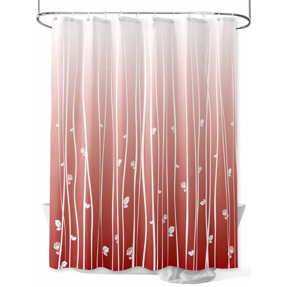 Fsddascl Retro Flower Shower Curtain Set - Small 36" x 72" Washable Bathtub Curtain with 12 Hooks, Geometric Stripes Gradient Tree Leaf Waterproof Fabric Stall Shower Curtains for Bathroom/Bathtub