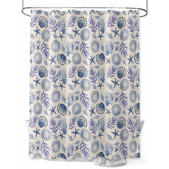Fsddascl Retro Ocean Starfish Shower Curtain Set - Long 72" x 84" Bathtub Curtain with 12 Hooks, Retro Summer Coastal Coral Shells Waterproof Fabric Stall Shower Curtains for Bathroom/Bathtub