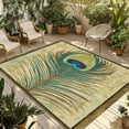 thumbnail image 1 of Fsddascl Retro Peacock Feathers Outdoor Rug for Patio/Deck/Porch, Non-Slip Large Area Rug 5 x 8 Ft, Vintage Abstract Art Indoor Outdoor Rugs Washable Area Rugs, Reversible Camping Rug Carpet Runner, 1 of 5