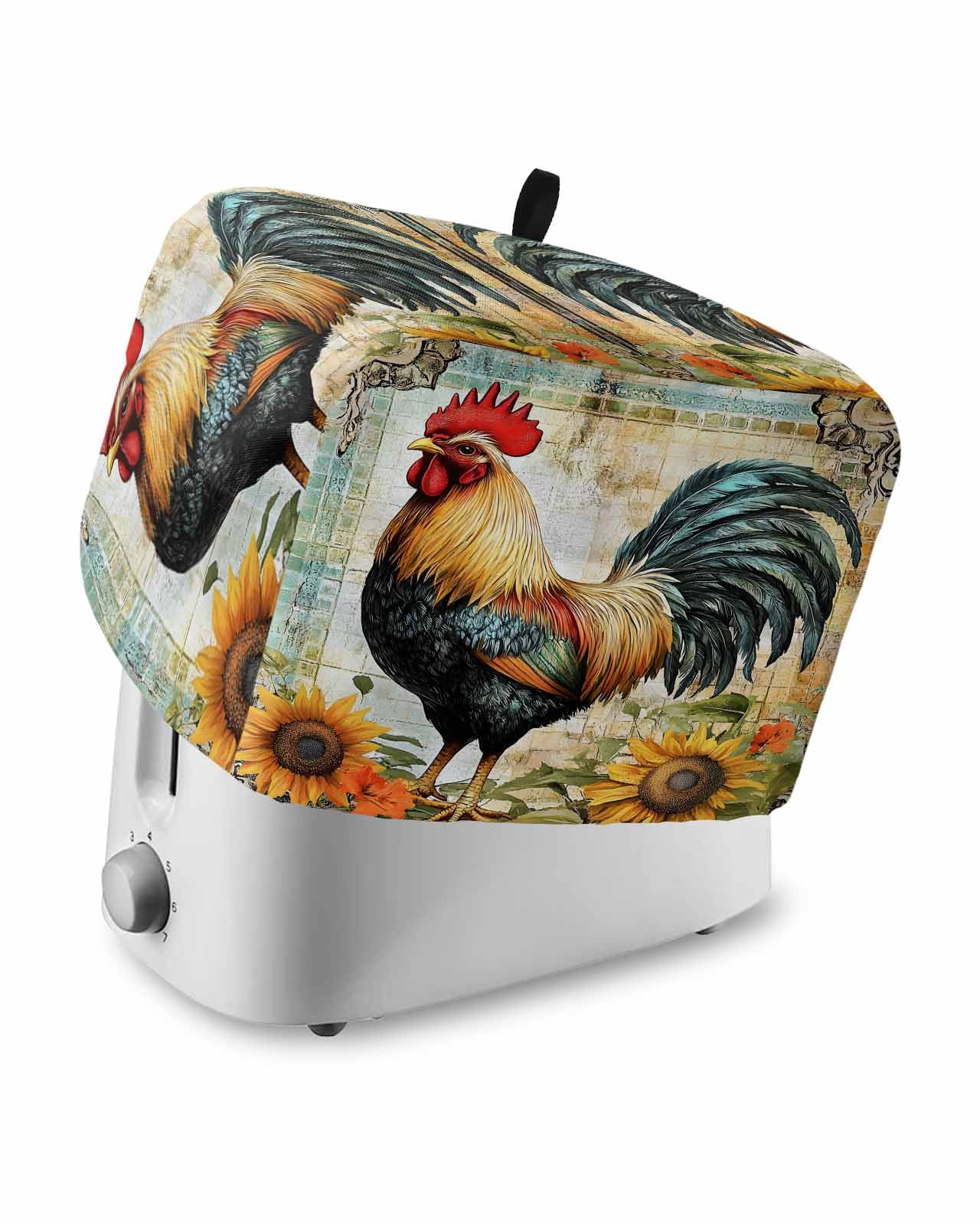 Fsddascl Retro Rooster Toaster Cover 2 Slice, Small Kitchen