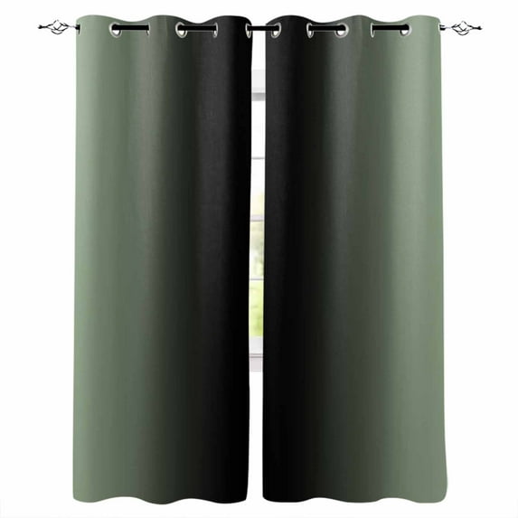 Fsddascl Sage Green Black Ombre Blackout Curtains for Bedroom/Living Room, Thermal Insulated Kitchen Curtains, Gradient Contemporary Abstract Art Grommet Darkening Window Treatment Drapes 42"x84"x2