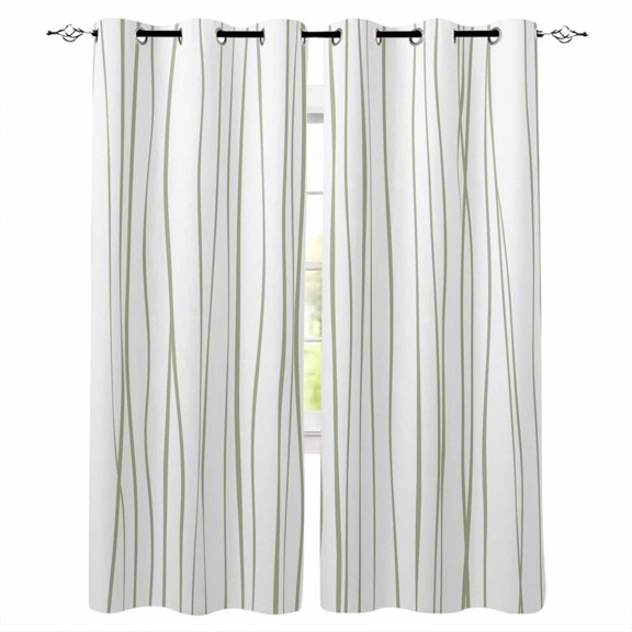 Fsddascl Sage Green Blackout Curtains for Bedroom/Living Room, Thermal Insulated Kitchen Curtains, Abstract Lines Gradient Minimalist Modern Grommet Darkening Window Treatment Drapes 42"x84"x2