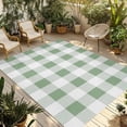thumbnail image 1 of Fsddascl Sage Green Checkered Outdoor Rug for Patio/Deck/Porch, Non-Slip Large Area Rug 5 x 8 Ft, Green White Buffalo Plaid Indoor Outdoor Rugs Washable Area Rugs, Reversible Camping Rug Carpet, 1 of 5
