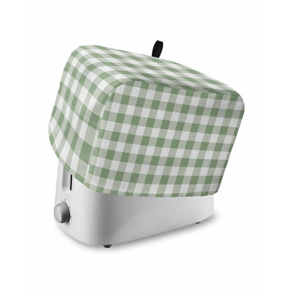 Fsddascl Sage Green Checkered Toaster Cover 4 Slice, Large Kitchen Appliance Covers, Farmhouse Buffalo Plaid Toaster Oven Cover with Loop, Bread Machine Cover Polyester Dust Cover Protection