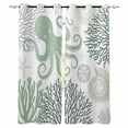 thumbnail image 1 of Fsddascl Sage Green Octopus Coastal Blackout Curtains for Bedroom/Living Room, Thermal Insulated Kitchen Curtains, Nautical Coral Starfish Grommet Darkening Window Treatment Drapes 42"x63"x2, 1 of 8