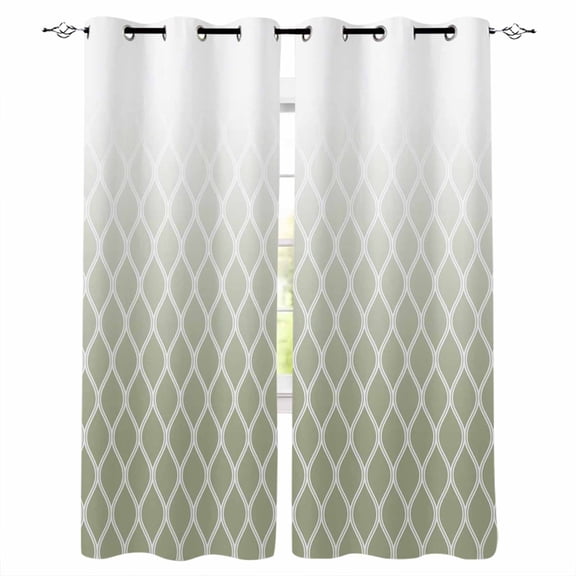 Fsddascl Sage Green Ombre Stripe Blackout Curtains for Bedroom/Living Room, Thermal Insulated Kitchen Curtains, Modern Abstract Gradient Striped Grommet Darkening Window Treatment Drapes 27.5"x39"x2