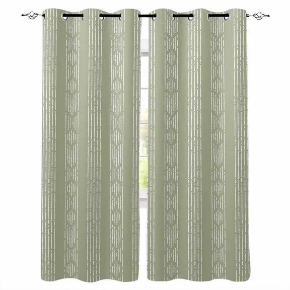Fsddascl Sage Green Striped Blackout Curtains for Bedroom/Living Room, Thermal Insulated Kitchen Curtains, Modern Abstract Art Geometric Stripes Grommet Darkening Window Treatment Drapes 27.5"x39"x2
