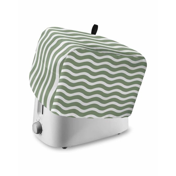 Fsddascl Sage Green Striped Toaster Cover 2 Slice, Small Kitchen Appliance Covers, Modern Waves Abstract Water Ripple Toaster Oven Cover with Loop, Bread Machine Cover Dust Cover Protection