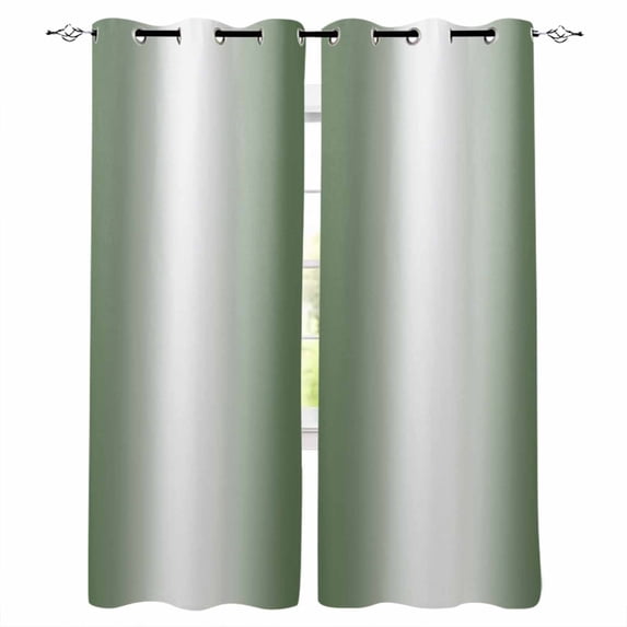 Fsddascl Sage Green White Ombre Blackout Curtains for Bedroom/Living Room, Thermal Insulated Kitchen Curtains, Minimalist Gradient Farmhouse Grommet Darkening Window Treatment Drapes 42"x54"x2
