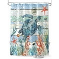 thumbnail image 1 of Fsddascl Sea Turtle Ocean Shower Curtain Set - Extra Long 72" x 96" Bathtub Curtain with 12 Hooks, Summer Beach Coastal Coral Nautical Waterproof Fabric Stall Shower Curtains for Bathroom/Bathtub, 1 of 6