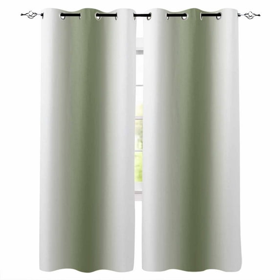 Fsddascl Seaweed Green Ombre Blackout Curtains for Bedroom/Living Room, Thermal Insulated Kitchen Curtains, Farmhouse Stripes Modern Art Grommet Darkening Window Treatment Drapes 52"x45"x2