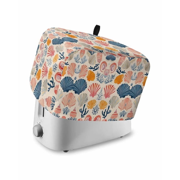 Fsddascl Shell Coastal Toaster Cover 2 Slice, Small Kitchen Appliance Covers, Summer Beach Nautical Coral Ocean Toaster Oven Cover with Loop, Bread Machine Cover Polyester Dust Cover Protection