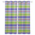 thumbnail image 1 of Fsddascl Slate Blue Plaid Blackout Curtains for Bedroom/Living Room, Thermal Insulated Kitchen Curtains, Colorful Vintage Check Farmhouse Grommet Darkening Window Treatment Drapes 27.5"x39"x2, 1 of 6