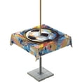 thumbnail image 1 of Fsddascl Soccer Outdoor Tablecloth - 54x54 Inch Square Dining Table Cover, Yellow Blue Pink Watercolor Abstract Art Sports Waterproof Outdoor Table Cloth with Umbrella Hole & Zipper for Picnic/Patio, 1 of 7