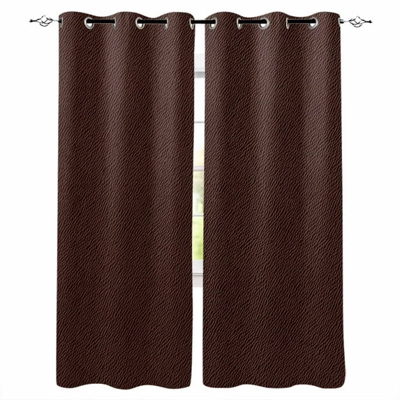 Fsddascl Solid Brown Blackout Curtains for Bedroom/Living Room, Thermal Insulated Kitchen Curtains, Vintage Minimalism Abstract Denim Pattern Grommet Darkening Window Treatment Drapes 52"x72"x2