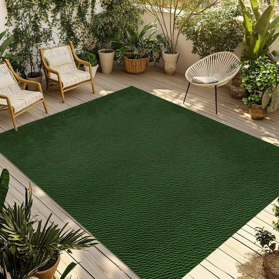 Fsddascl Solid Dark Green Outdoor Rug for Patio/Deck/Porch, Non-Slip Large Area Rug 6 x 9 Ft, Retro Minimalism Abstract Denim Texture Indoor Outdoor Rugs Washable Area Rugs, Camping Rug Carpet