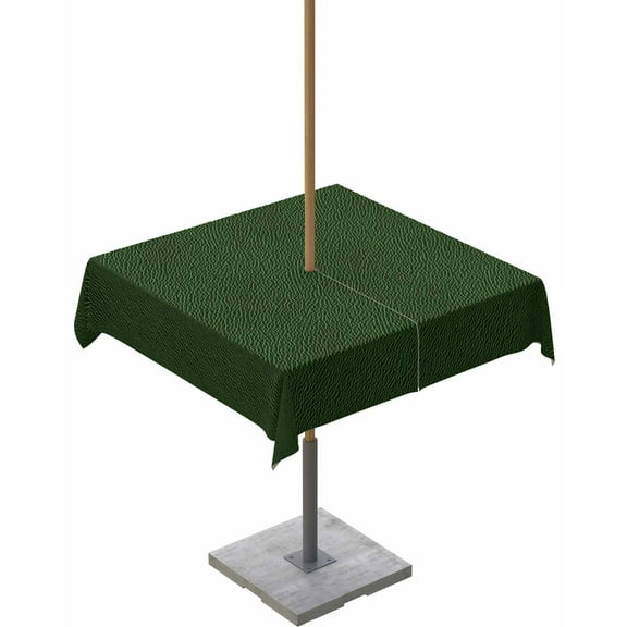 Fsddascl Solid Dark Green Outdoor Tablecloth - 54x54 Inch Square Dining Table Cover, Retro Minimalism Abstract Denim Texture Waterproof Outdoor Table Cloth with Umbrella Hole & Zipper for Patio