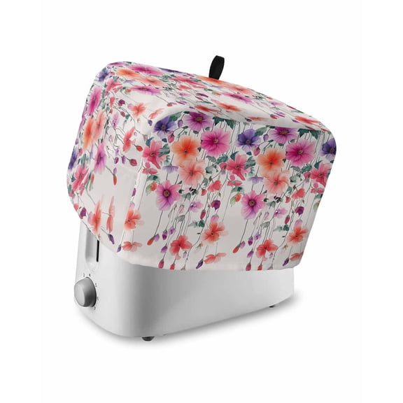 Fsddascl Spring Botanical Florals Toaster Cover 4 Slice, Large Kitchen Appliance Covers, Watercolor Art Flowers Toaster Oven Cover with Loop, Bread Machine Cover Polyester Dust Cover Protection