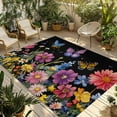 thumbnail image 1 of Fsddascl Spring Elegant Flowers Outdoor Rug for Patio/Deck/Porch, Non-Slip Large Area Rug 4 x 6 Ft, Black Pastoral Floral Indoor Outdoor Rugs Washable Area Rugs, Reversible Camping Rug Carpet Runner, 1 of 5