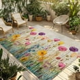 thumbnail image 1 of Fsddascl Spring Floral Outdoor Rug for Patio/Deck/Porch, Non-Slip Large Area Rug 4 x 6 Ft, Summer Botanical Watercolor Flowers Pastoral Indoor Outdoor Rugs Washable Area Rugs, Camping Rug Carpet, 1 of 5