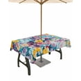thumbnail image 1 of Fsddascl Spring Floral Outdoor Tablecloth - 60x120 Inch Rectangle Dining Table Cover, Modern Oil Painting Abstract Art Waterproof Outdoor Table Cloth with Umbrella Hole & Zipper for Picnic/Patio, 1 of 7