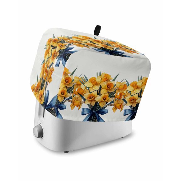 Fsddascl Spring Floral Small Toaster Cover 2 Slice, Kitchen Appliance Covers, Watercolor Botanical Blooming Summer Toaster Oven Cover with Loop, Bread Machine Cover Polyester Dust Cover Protection