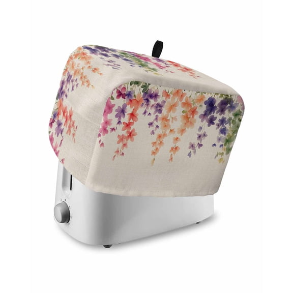 Fsddascl Spring Floral Small Toaster Cover 2 Slice, Kitchen Appliance Covers, Wildflower Beige Retro Garden Pastoral Toaster Oven Cover with Loop, Bread Machine Cover Polyester Dust Cover Protection