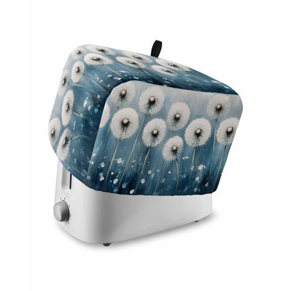 Fsddascl Spring Floral Toaster Cover 4 Slice, Large Kitchen Appliance Covers, Whit Blue Oil Painting Pastoral Toaster Oven Cover with Loop, Bread Machine Cover Polyester Dust Cover Protection