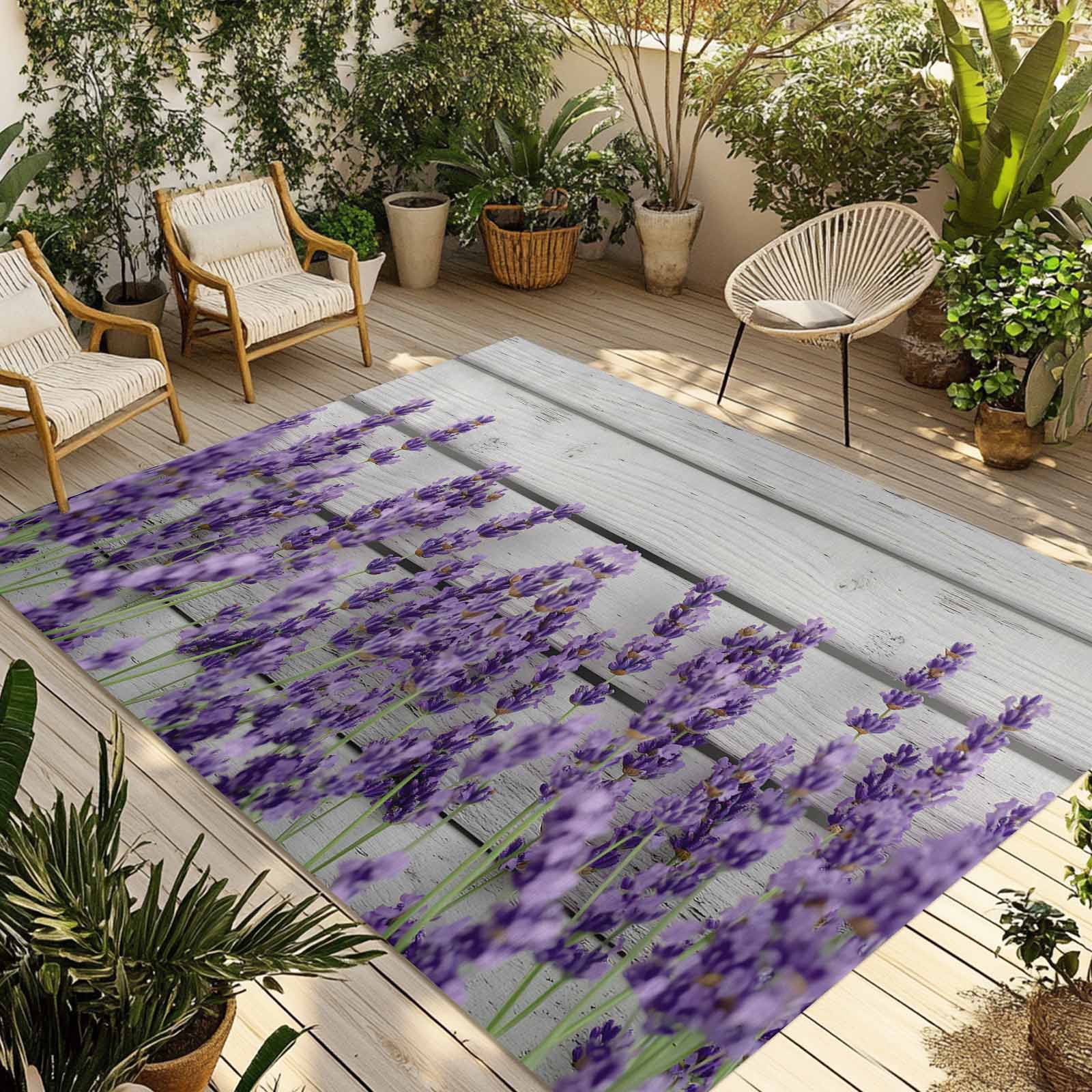 Spring Floral Rugs Fsddascl Spring Flowers Outdoor Rug for Patio/Deck/Porch, Non-Slip ...