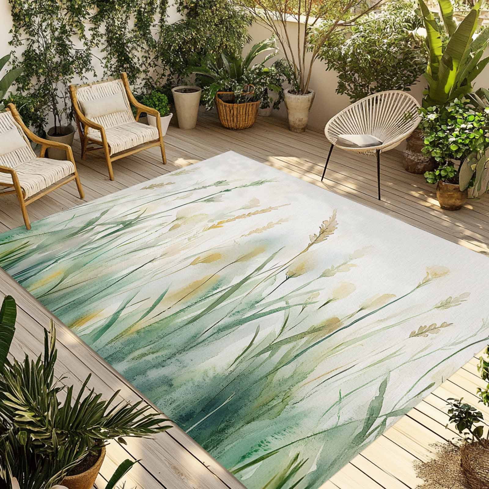 Fsddascl Spring Green Plant Outdoor Rug for Patio/Deck/Porch, Non-Slip ...