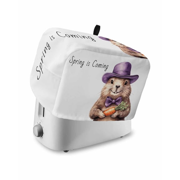 Fsddascl Spring Groundhog Festival Toaster Cover 2 Slice, Small Kitchen Appliance Covers, Carrot Pastoral Country Animal Toaster Oven Cover with Loop, Bread Machine Cover Polyester Dust Cover
