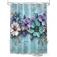 thumbnail image 1 of Fsddascl Spring Purple Flowers Shower Curtain Set - 54" x 78" Washable Bathtub Curtain with 12 Hooks, Floral Mottled Teal Wall Retro Waterproof Fabric Stall Shower Curtains for Bathroom/Bathtub, 1 of 6