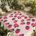 thumbnail image 1 of Fsddascl Strawberry Outdoor Rug for Patio/Deck/Porch, Non-Slip Large Area Rug 4 x 6 Ft, Pink Spring Summer Rustic Floral Fruit Indoor Outdoor Rugs Washable Area Rugs, Reversible Camping Rug Carpet, 1 of 5