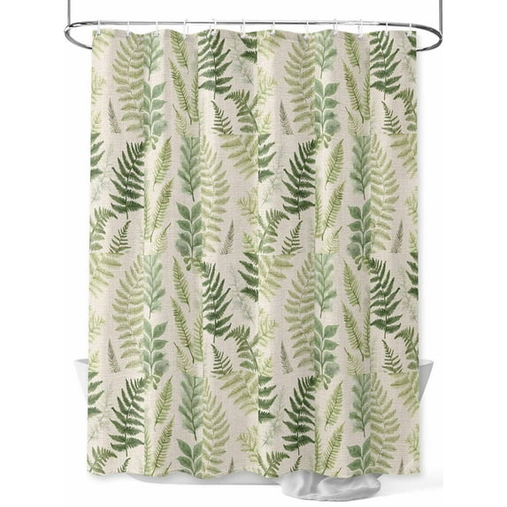 Fsddascl Summer Botanical Shower Curtain Set - 54" x 78" Washable Bathtub Curtain with 12 Hooks, Green Palm Leaves Vintage Waterproof Fabric Stall Shower Curtains for Bathroom/Bathtub Décor