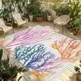 thumbnail image 1 of Fsddascl Summer Coral Outdoor Rug for Patio/Deck/Porch, Non-Slip Large Area Rug 4 x 6 Ft, Ocean Vintage Sea Watercolor Plant Indoor Outdoor Rugs Washable Area Rugs, Reversible Camping Rug Carpet, 1 of 5