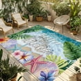 thumbnail image 1 of Fsddascl Summer Green Palm Leaf Outdoor Rug for Patio/Deck/Porch, Non-Slip Large Area Rug 6 x 9 Ft, Beach Ocean Floral Starfish Conch Indoor Outdoor Rugs Washable Area Rugs, Camping Rug Carpet, 1 of 5