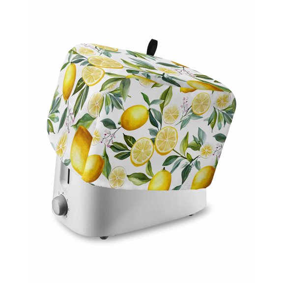 Fsddascl Summer Lemon Toaster Cover 4 Slice, Large Kitchen Appliance Covers, Purple Floral Botanical Plants Toaster Oven Cover with Loop, Bread Machine Cover Polyester Dust Cover Protection