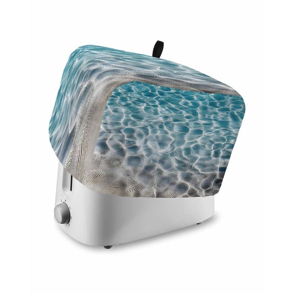 Fsddascl Summer Ocean Toaster Cover 2 Slice, Small Kitchen Appliance Covers, Blue Water Ripple Farmhouse Texture Toaster Oven Cover with Loop, Bread Machine Cover Polyester Dust Cover Protection