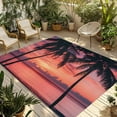thumbnail image 1 of Fsddascl Summer Palm Tree Outdoor Rug for Patio/Deck/Porch, Non-Slip Large Area Rug 5 x 8 Ft, Sunset Ocean Botanical Leaf Indoor Outdoor Rugs Washable Area Rugs, Reversible Camping Rug Carpet Runner, 1 of 5